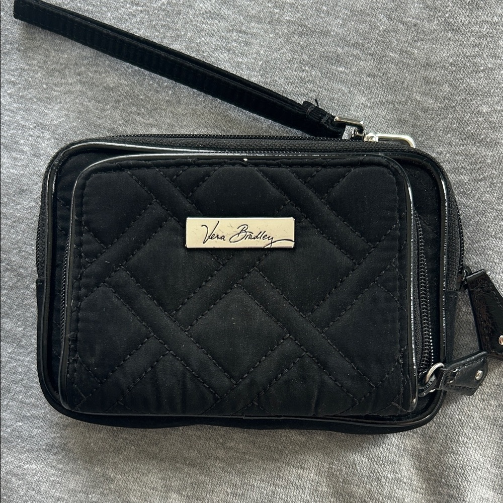 Vera Bradley Black Quilted Wristlet Wallet with Wrist Strap